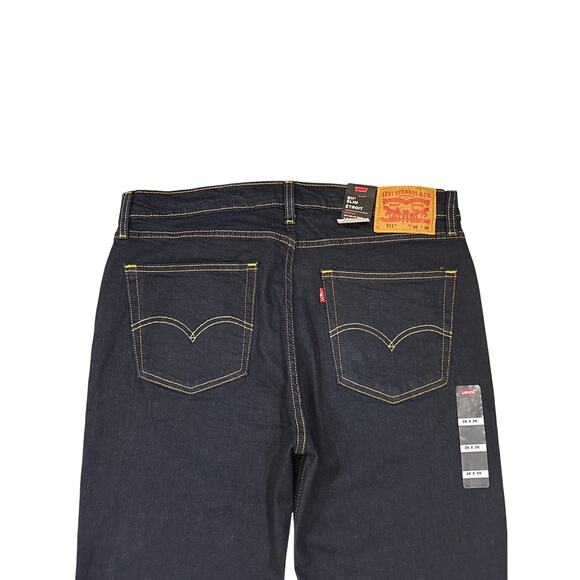 Levis 511 Jeans Mens 36x36 Blue Slim Fit Tapered Leg Stretch Denim Casual *READ* - Picture 3 of 12